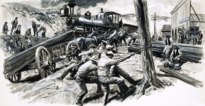En jernbane kørte gennem staten Washington i 1873 af C.L. Doughty