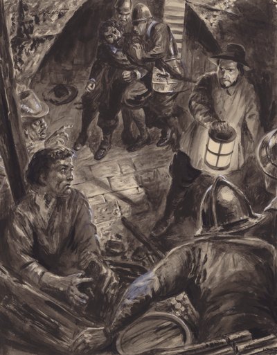 Arrestation af Guy Fawkes og hans medsammensvorne (gouache på papir) af C.L. Doughty