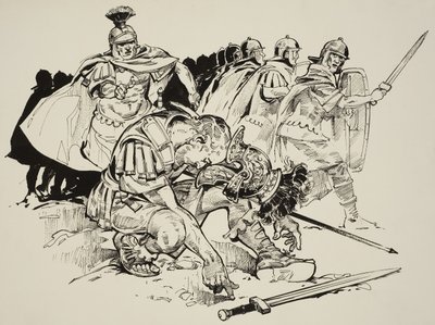 Kejser Julians død (331-63) (gouache på papir) af C.L. Doughty