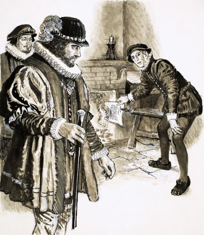 George Heriot brænder et gældsbrev fra kongen til en værdi af 2.000 af C.L. Doughty