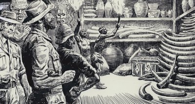 Illustration til King Solomons Mines (gouache på papir) af C.L. Doughty