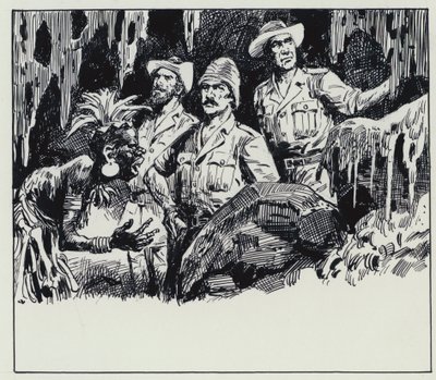 Illustration til King Solomons Mines (gouache på papir) af C.L. Doughty