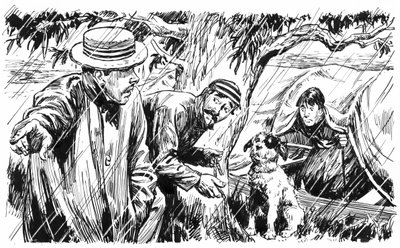 Illustration til Three Men In A Boat af Jerome K Jerome (pen og blæk) af C.L. Doughty