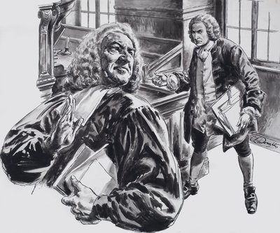 Johann Sebastian Bach (gouache på papir) af C.L. Doughty