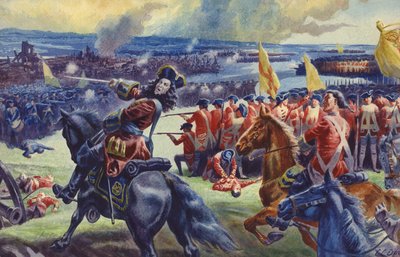 Kong George II i slaget ved Dettingen () (gouache på papir) af C.L. Doughty