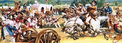 Sam Houston på en hvid hest angriber mexicanerne af C.L. Doughty