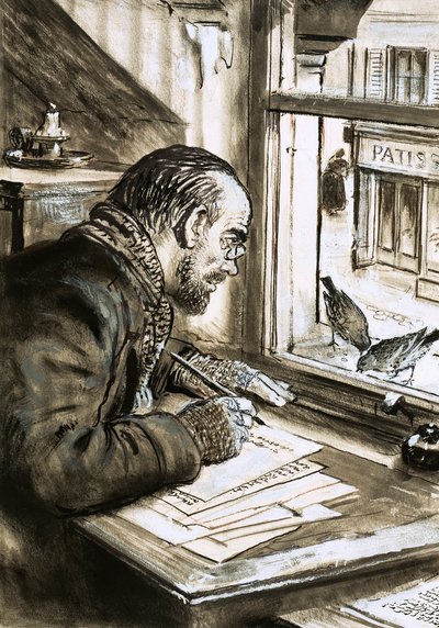 Ordets kriger, Emile Zola (gouache på papir) af C.L. Doughty