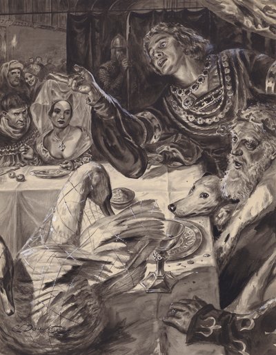 Den unge prins af Wales sværger at kæmpe mod skotterne (gouache på papir) af C.L. Doughty
