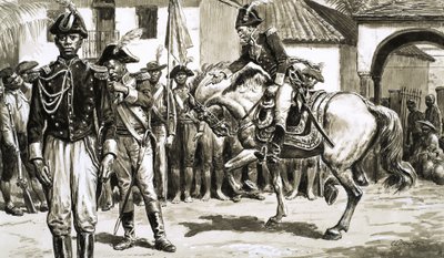 Da britiske styrker invaderede St. Domingue, kæmpede styrkerne under Toussaint Louverture tilbage. af C.L. Doughty