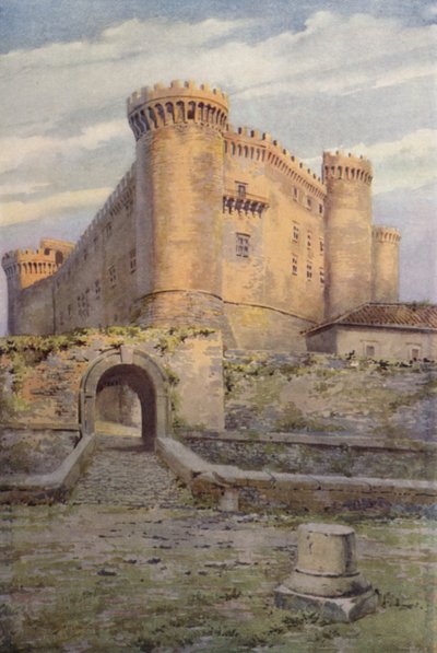 Odescalchi Slot, Bracciano (farve litho) af C.T.G. Formili
