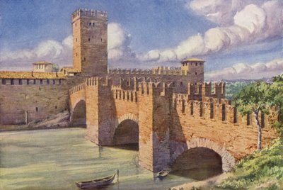 Slot Vecchio, Verona (farve litho) af C.T.G. Formili
