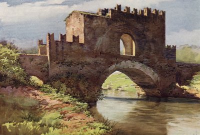 Middelalderbroen over Aniene, via Nomentana (farve litho) af C.T.G. Formili