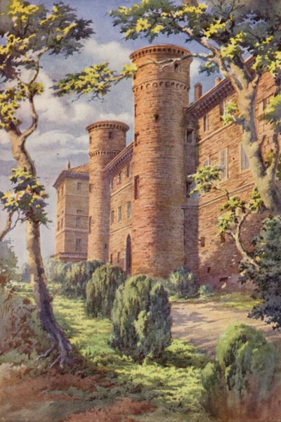 Det kongelige slot, Moncalieri (farve litho) af C.T.G. Formili