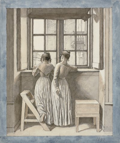 Ved et vindue i kunstnerens studie af Christoffer Wilhelm Eckersberg