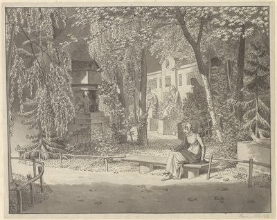 Ved Descartes og Condes grave i Jardin Elysée des Petits Augustins, Paris af Christoffer Wilhelm Eckersberg