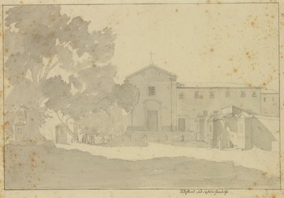 Capucinerklosteret ved Castel Gandolfo sydøst for Rom. af Christoffer Wilhelm Eckersberg