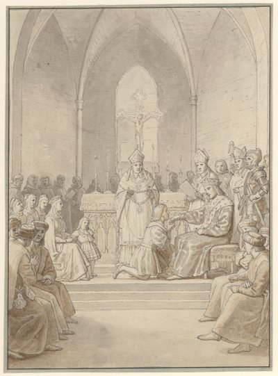 Elefantordenens indstiftelse. af Christoffer Wilhelm Eckersberg