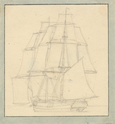 En brig med læsejl af Christoffer Wilhelm Eckersberg