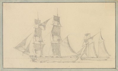 En brig og en skonnert under sejl. af Christoffer Wilhelm Eckersberg