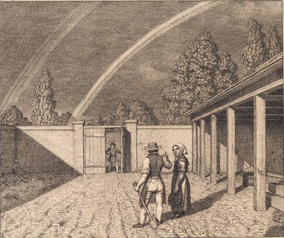 En dobbelt regnbue. Illustration til "Linearperspectiven", Tavle V af Christoffer Wilhelm Eckersberg