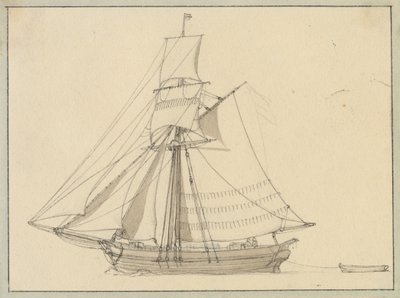 En slup under sejl. af Christoffer Wilhelm Eckersberg