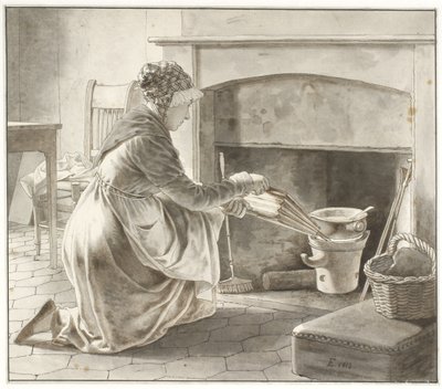 Maden er tilberedt. Eckersbergs værtinde i Paris (?) af Christoffer Wilhelm Eckersberg