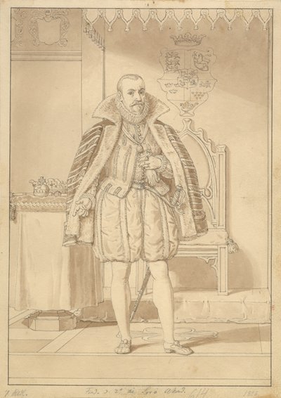 Frederik II i kroningsdragt. af Christoffer Wilhelm Eckersberg