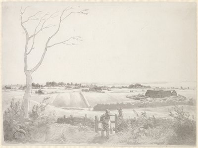 Landskab med bondepige ved en stente af Christoffer Wilhelm Eckersberg