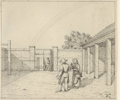 Linearperspectiven anvendt paa malerkunsten - Udkast til ikke anvendt Version af Tavle V,2 - Regnbuen over gårdsrummet. af Christoffer Wilhelm Eckersberg