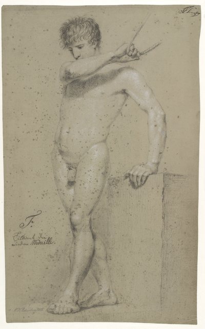 Mandlig stående model, profil til venstre af Christoffer Wilhelm Eckersberg