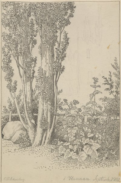 Popler og vilde vækster ved Hanau af Christoffer Wilhelm Eckersberg