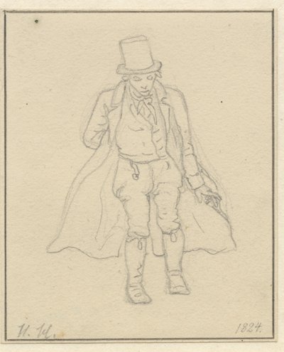 Portrætmaler Hans Hansen, hel figur af Christoffer Wilhelm Eckersberg