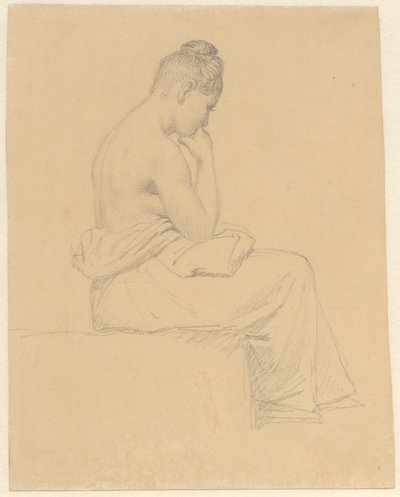 Siddende kvindelig model set fra ryggen. af Christoffer Wilhelm Eckersberg