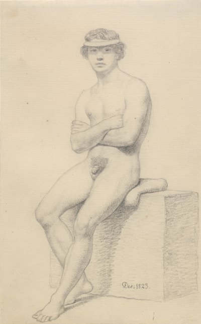 Siddende mandlig model. af Christoffer Wilhelm Eckersberg