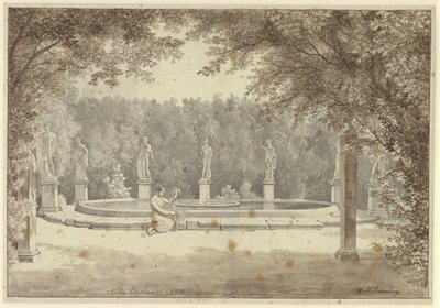 Springvandet i Palazzo Barberinis have, Rom af Christoffer Wilhelm Eckersberg