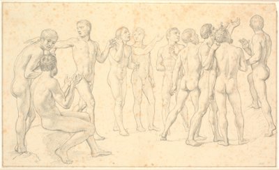 Studie af en gruppe af nøgne mænd af Christoffer Wilhelm Eckersberg