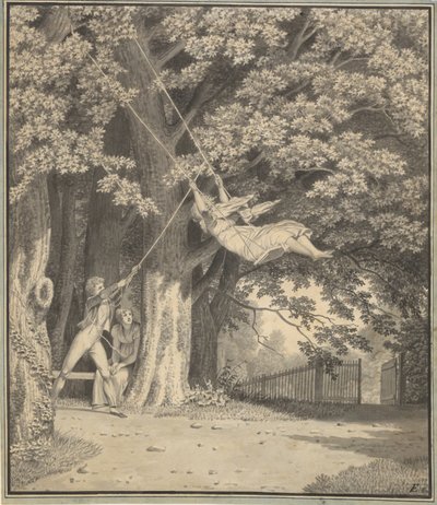 The Woodlands ved Skjoldnæsholm med en ung mand, der svinger en ung pige af Christoffer Wilhelm Eckersberg