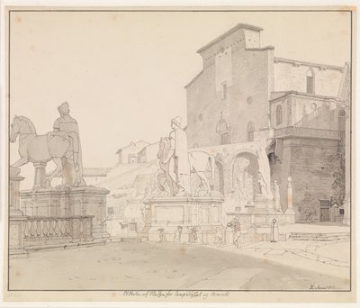 Udsigt over Campidoglio og Santa Maria i Aracoeli, Rom af Christoffer Wilhelm Eckersberg