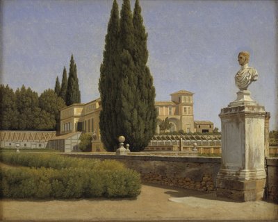 Udsigt over Villa Albanis haver. Rom af Christoffer Wilhelm Eckersberg