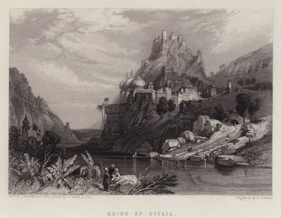 Ruiner ved Ettaia (farve litho) af C. (after) Stanfield