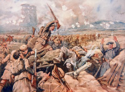 Ansvar for de skotske regimenter ved Loos af C. Dudley (after) Tennant