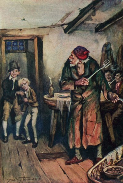 Illustration til Oliver Twist af Charles Dickens (farve litho) af C. Dudley (after) Tennant