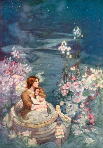 The Beautiful Land of Nod (farve litho) af C. Dudley (after) Tennant