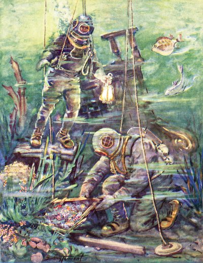 I den vidunderlige verden af det undersøiske (farve litho) af C. Dudley Tennant