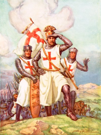 Løvehjertekongen i det hellige land (farve litho) af C. Dudley Tennant