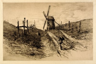 (Landskab med vindmølle) af C. F. William Mielatz