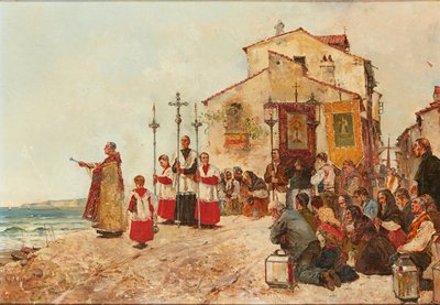 Blessing the Catch (olie på lærred) af C. Gonzalez