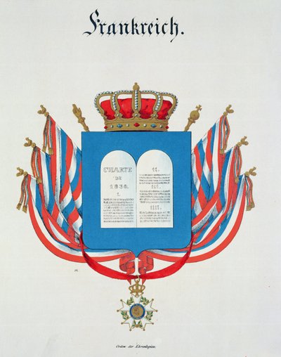 Charter og vedhæng af den franske æreslegions orden, fra en samling af akvareller udgivet i Tyskland, 1830-33 af C. Hildebrandt