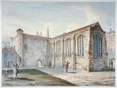 Holy Trinity Chapel, Leadenhall Street, kendt som Leadenhall Chapel, City of London, 1805. af C John M Whichelo