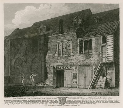 Sydlig udsigt over Palace of the Bishops of Winchester, nær St Saviour